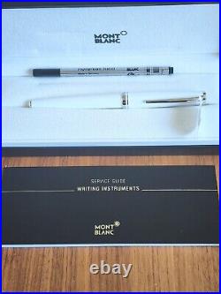 $520 New 100% Auth Montblanc Meisterstück M111826 White Resin Ballpoint Pen