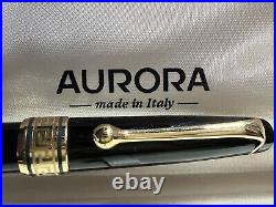 Aurora Ballpoint Pen Optima Black Resin Laminated Profiles Box and Instructions