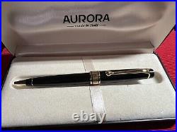 Aurora Ballpoint Pen Optima Black Resin Laminated Profiles Box and Instructions