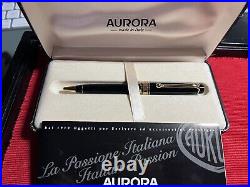 Aurora Ballpoint Pen Optima Black Resin Laminated Profiles Box and Instructions