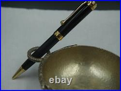 Aurora Vintage Black Resin & Yellow Gold Plated Trims Ballpoint Pen Pristine