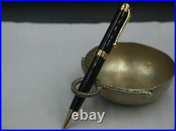 Aurora Vintage Black Resin & Yellow Gold Plated Trims Ballpoint Pen Pristine