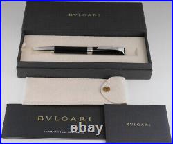 BVLGARI SCRIPTA VOLANT Black and Silver Ballpoint Pen FREE SHIPPING WORLDWIDE