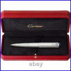 CARTIER Ballpoint Pen Silver Palladium Finish Blue Resin Cabochon New Unused