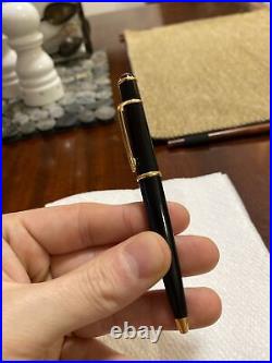 Cartier Diabolo Black Ball Point Pen Composite with Gold Trim Blue Stone