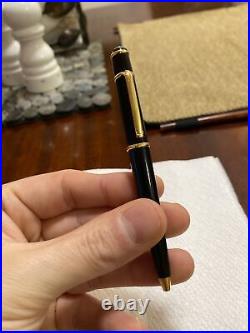 Cartier Diabolo Black Ball Point Pen Composite with Gold Trim Blue Stone