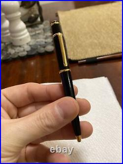 Cartier Diabolo Black Ball Point Pen Composite with Gold Trim Blue Stone