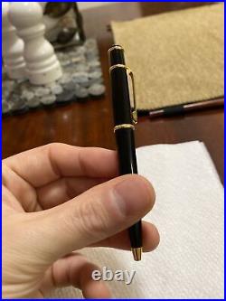 Cartier Diabolo Black Ball Point Pen Composite with Gold Trim Blue Stone