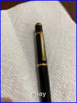 Cartier Diabolo Black Ball Point Pen Composite with Gold Trim Blue Stone