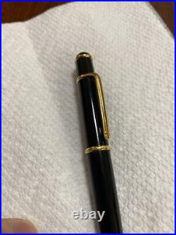 Cartier Diabolo Black Ball Point Pen Composite with Gold Trim Blue Stone