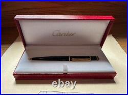 Cartier Diabolo Lacquer Twist Ballpoint Pen Black Resin & Gold Trim