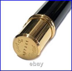 Cartier must de ballpoint pen black x gold color Size 125mm Authentic