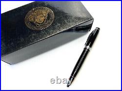 GIANNI VERSACE VINTAGE'90s GREEK KEY BALLPOINT PEN BLACK RESIN BALL BOX ITALY