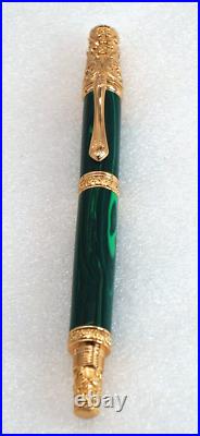 Malachite TruStone Victorian 24kt Gold Fountain or Rollerball Pen