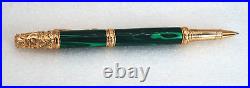 Malachite TruStone Victorian 24kt Gold Fountain or Rollerball Pen