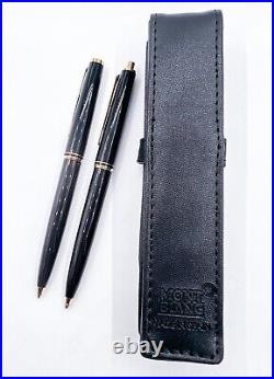 Montblanc Black Mechanical Pencil 0.5mm & Ballpoint Pen Set With Pouch Free Ship