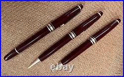 Montblanc Meisterstuck Burgundy Fountain Pen 14k Gold Nib, Ballpoint, Pencil Set