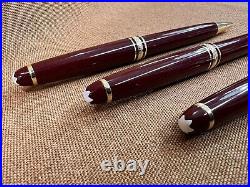 Montblanc Meisterstuck Burgundy Fountain Pen 14k Gold Nib, Ballpoint, Pencil Set