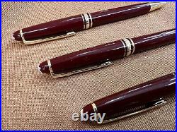 Montblanc Meisterstuck Burgundy Fountain Pen 14k Gold Nib, Ballpoint, Pencil Set