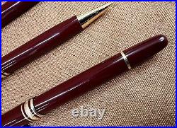 Montblanc Meisterstuck Burgundy Fountain Pen 14k Gold Nib, Ballpoint, Pencil Set