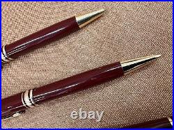 Montblanc Meisterstuck Burgundy Fountain Pen 14k Gold Nib, Ballpoint, Pencil Set