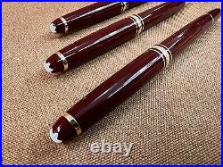 Montblanc Meisterstuck Burgundy Fountain Pen 14k Gold Nib, Ballpoint, Pencil Set