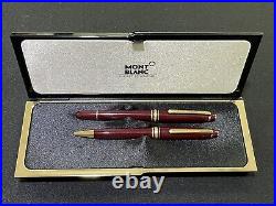 Montblanc Meisterstuck Classique 164 Ballpoint & 163 Rollerball Burgundy Pen Set