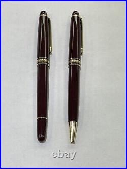 Montblanc Meisterstuck Classique 164 Ballpoint & 163 Rollerball Burgundy Pen Set