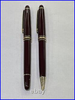 Montblanc Meisterstuck Classique 164 Ballpoint & 163 Rollerball Burgundy Pen Set