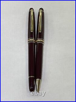 Montblanc Meisterstuck Classique 164 Ballpoint & 163 Rollerball Burgundy Pen Set