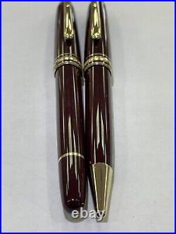 Montblanc Meisterstuck Classique 164 Ballpoint & 163 Rollerball Burgundy Pen Set