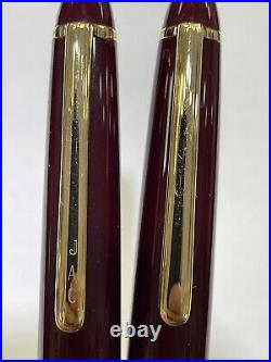 Montblanc Meisterstuck Classique 164 Ballpoint & 163 Rollerball Burgundy Pen Set