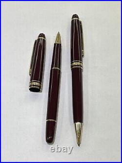 Montblanc Meisterstuck Classique 164 Ballpoint & 163 Rollerball Burgundy Pen Set