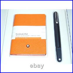 New Montblanc M Ultra Black Newson Ballpoint Pen & Lucky Orange Notebook 117085