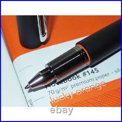 New Montblanc M Ultra Black Newson Ballpoint Pen & Lucky Orange Notebook 117085