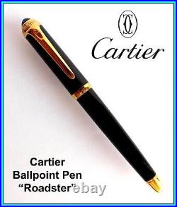 Original CARTIER ROADSTER Black BALLPOINT PEN, Excellent Condition Ready to Use