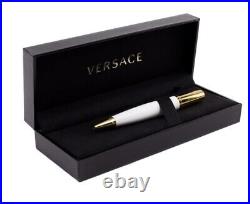 Versace Luxury Designer Pen Medusa White Gold Ballpoint Pen New